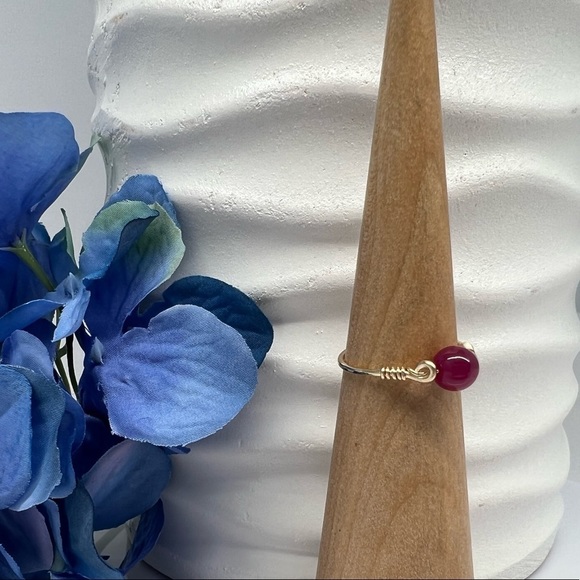 Genuine Ruby 14K Gold Filled Wire Wrapped Ring - Picture 4 of 15